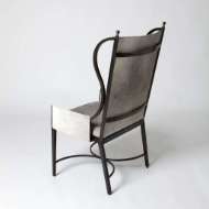 Picture of IRON WING CHAIR W/GREY HAIR-ON-HIDE