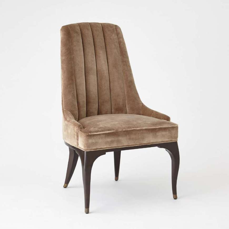 Picture of CHANNEL TUFTED DINING CHAIR-MUSHROOM & MUSLIN