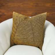 Picture of BEADED PALM LEAF PILLOW-GOLD