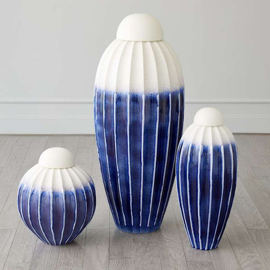 Picture of FLUTED JARS W/LID-COBALT