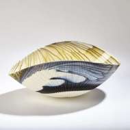 Picture of PLEATED BOWL-AMBER/BLUE FILIGREE