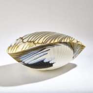 Picture of PLEATED BOWL-AMBER/BLUE FILIGREE