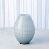 Picture of CASED GLASS GRID VASE-BLUE/GREY