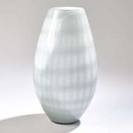 Picture of CASED GLASS GRID VASE-BLUE/GREY