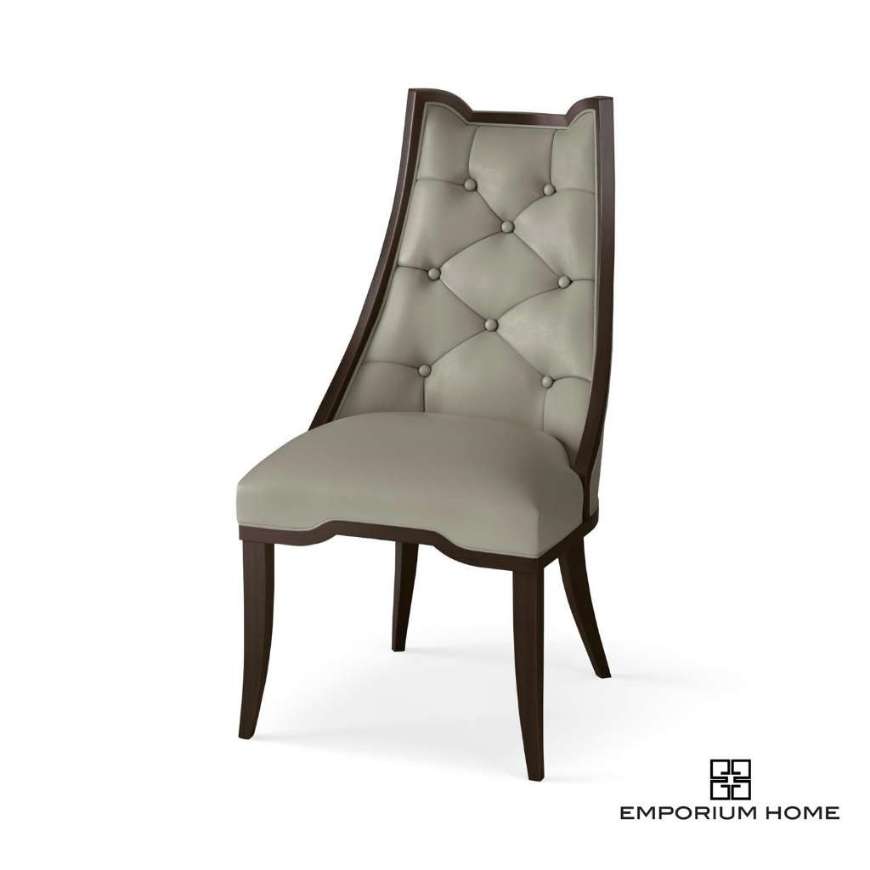 Picture of LOGAN DINING CHAIR-WALNUT-CHESTERFIELD GREY LEATHER