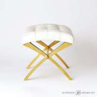 Picture of SCARLET STOOL-BRASS W/WHITE LEATHER