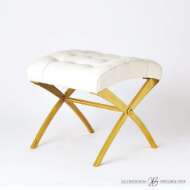 Picture of SCARLET STOOL-BRASS W/WHITE LEATHER