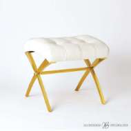 Picture of SCARLET STOOL-BRASS W/WHITE LEATHER