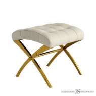 Picture of SCARLET STOOL-BRASS W/WHITE LEATHER