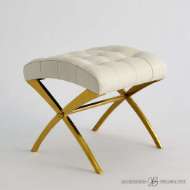 Picture of SCARLET STOOL-BRASS W/WHITE LEATHER