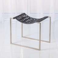 Picture of KNIT & PEARL STOOL-NICKEL-DARK GREY LEATHER