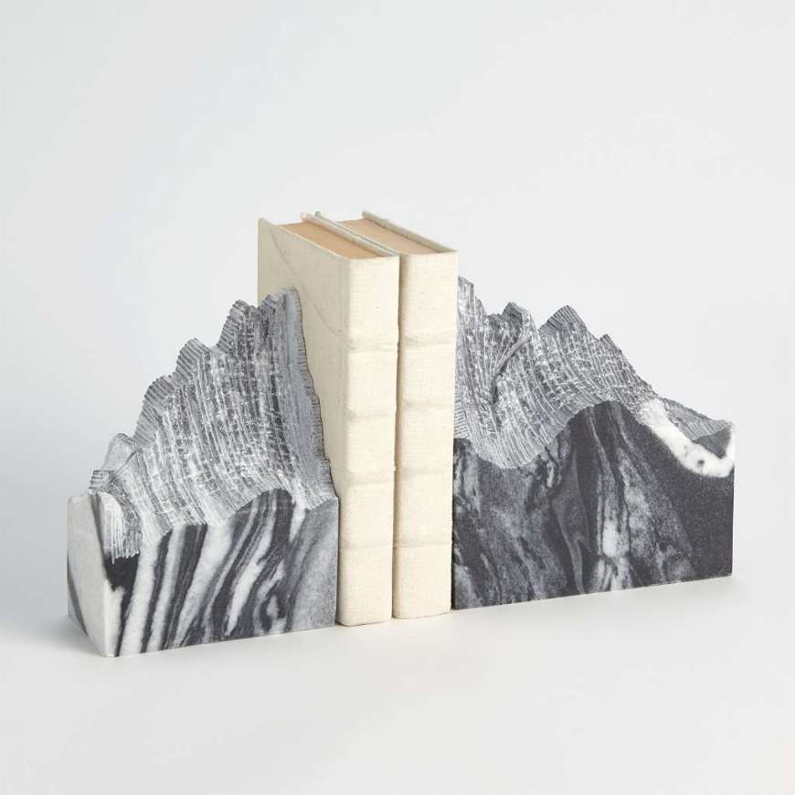 Picture of PAIR MOUNTAIN SUMMIT BOOKENDS-BLACK MARBLE