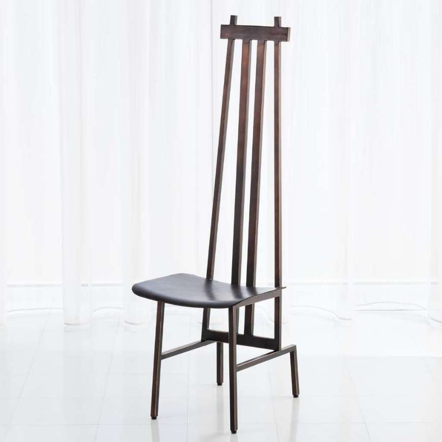 Picture of HIGH BACK CHAIR-BRONZE/DARK BROWN LEATHER