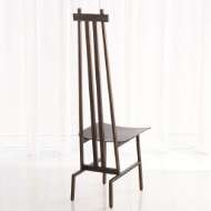 Picture of HIGH BACK CHAIR-BRONZE/DARK BROWN LEATHER