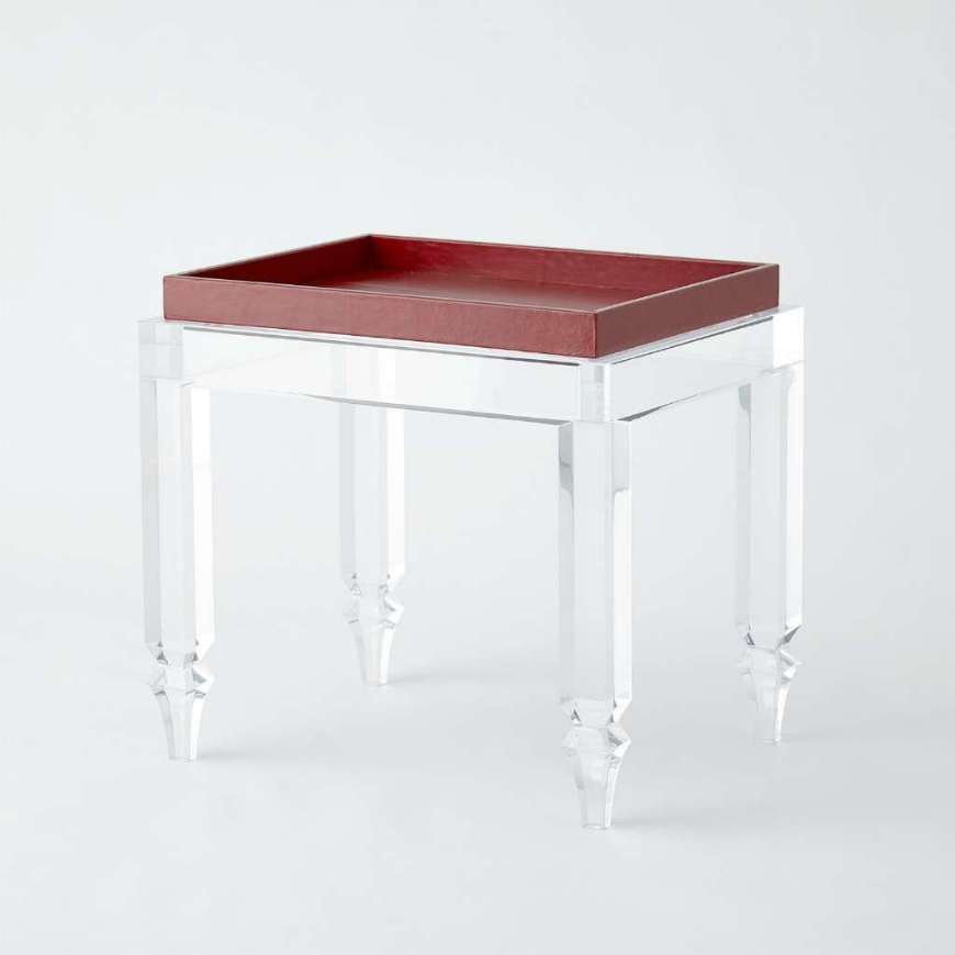 Picture of ACRYLIC TABLE W/DEEP RED LEATHER TRAY