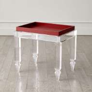 Picture of ACRYLIC TABLE W/DEEP RED LEATHER TRAY