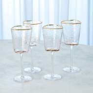 Picture of S/4 HAMMERED FOOTED WINE GLASSES-CLEAR W/GOLD RIM