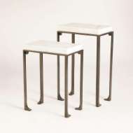 Picture of ZEN SIDE TABLES W/WHITE HONED MARBLE-BRONZE-GREY