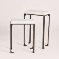 Picture of ZEN SIDE TABLES W/WHITE HONED MARBLE-BRONZE-GREY