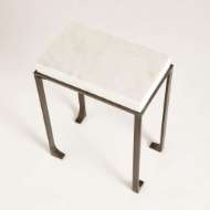 Picture of ZEN SIDE TABLES W/WHITE HONED MARBLE-BRONZE-GREY