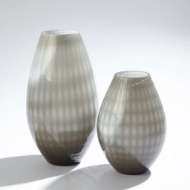 Picture of CASED GLASS GRID VASE-GREY