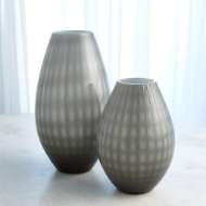 Picture of CASED GLASS GRID VASE-GREY