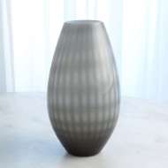 Picture of CASED GLASS GRID VASE-GREY