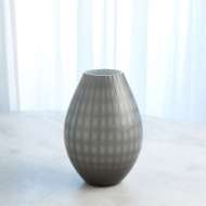 Picture of CASED GLASS GRID VASE-GREY