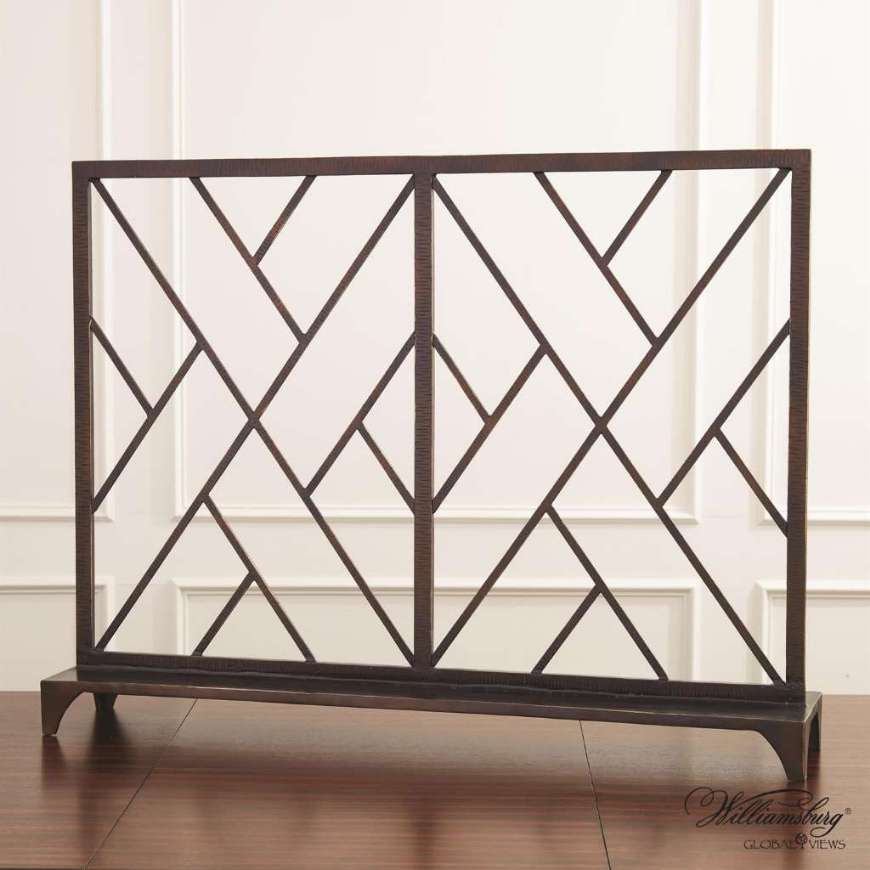 Picture of CHINOISE FRET FIREPLACE SCREEN-BRONZE