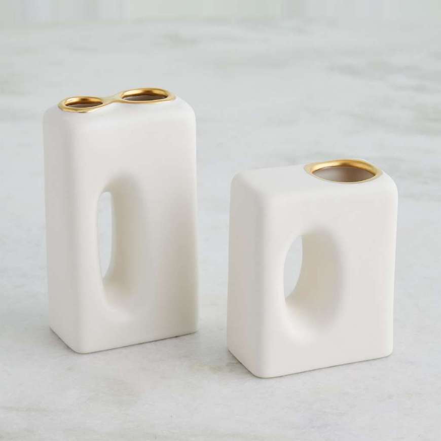 Picture of OH YES VASES-MATTE WHITE/GOLD RIM