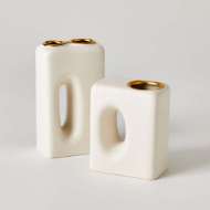 Picture of OH YES VASES-MATTE WHITE/GOLD RIM