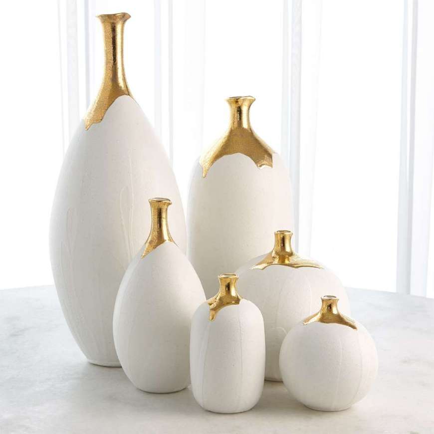 Picture of DIPPED GOLDEN CRACKLE/WHITE VASES