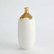 Picture of DIPPED GOLDEN CRACKLE/WHITE VASES