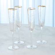 Picture of S/4 HAMMERED CHAMPAGNE GLASSES-CLEAR W/GOLD RIM