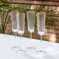 Picture of S/4 HAMMERED CHAMPAGNE GLASSES-CLEAR W/GOLD RIM