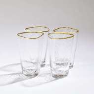 Picture of S/4 HAMMERED HIGH BALL GLASSES-CLEAR W/GOLD RIM