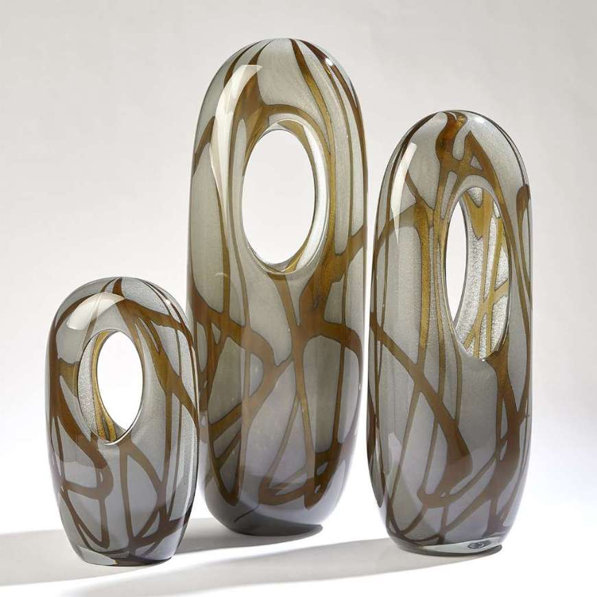 Picture of SWIRL VASE-AMBER/GREY