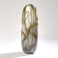 Picture of SWIRL VASE-AMBER/GREY