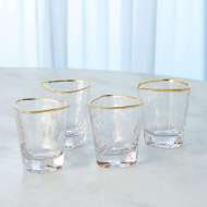 Picture of S/4 HAMMERED WATER GLASSES-CLEAR W/GOLD RIM