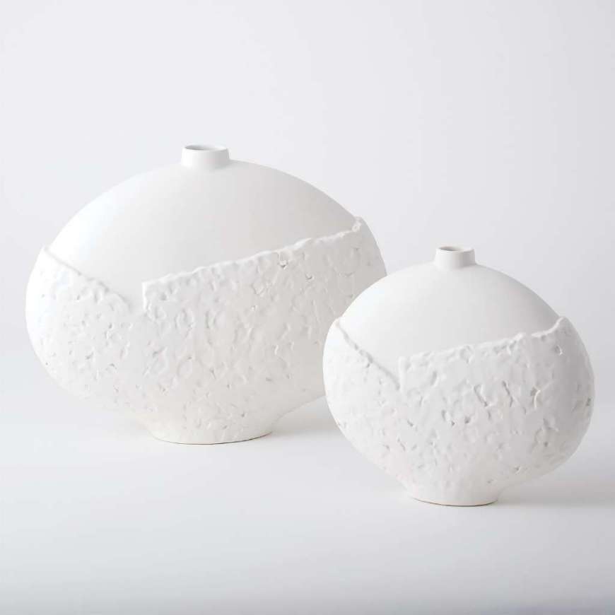 Picture of ASYMMETRICAL STIPPLE VASES-MATTE WHITE