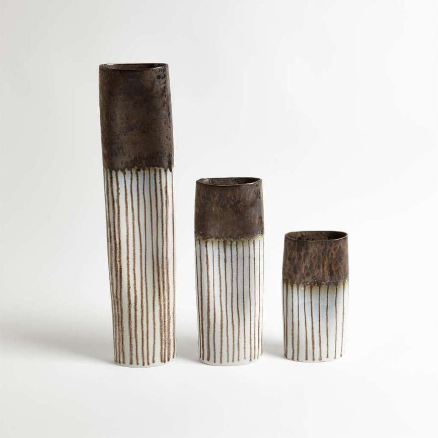 Picture of REACTIVE BRONZE STRIPE OVAL VASES