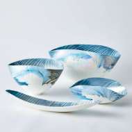 Picture of IVORY TURQUOISE FEATHER SWIRL MURANO GLASS COLLECTION