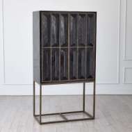 Picture of HORN INLAY BAR CABINET-BLACK/ANTIQUE BRASS