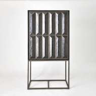 Picture of HORN INLAY BAR CABINET-BLACK/ANTIQUE BRASS