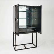 Picture of HORN INLAY BAR CABINET-BLACK/ANTIQUE BRASS