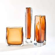 Picture of SQUARE TOWER VASES AND SOFT RECTANGLE VASE-DARK AMBER