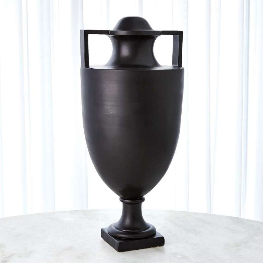 Picture of SQUARE HANDLE AMPHORA URN-MATTE BLACK