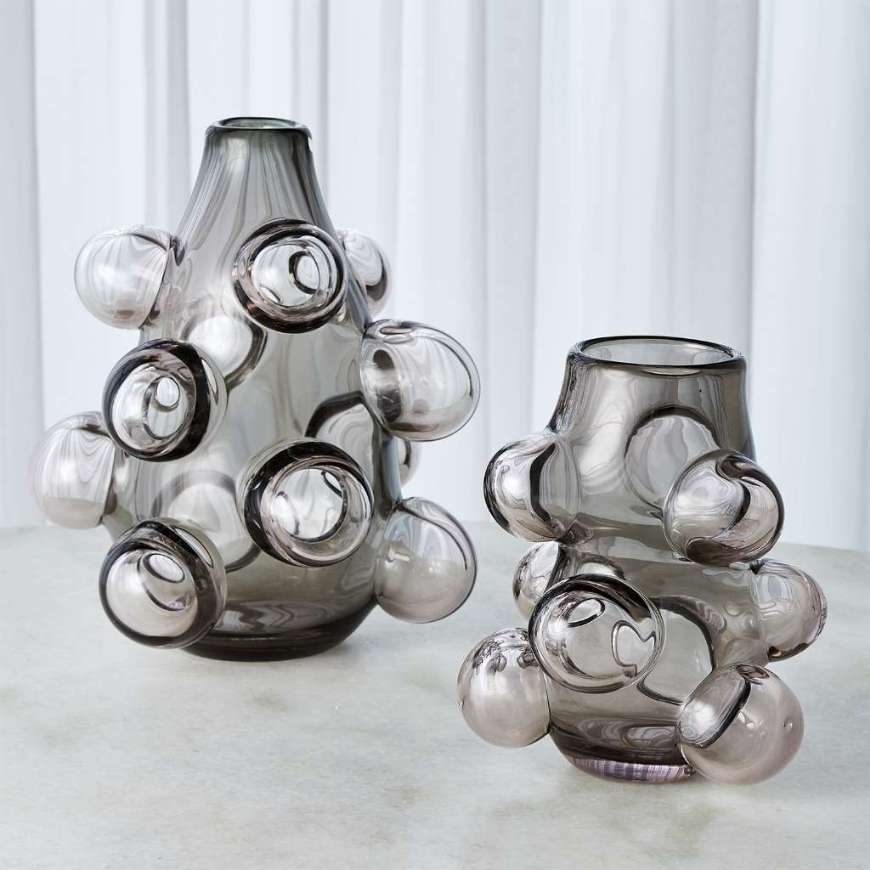 Picture of BUBBLED VASE-SMOKE GREY