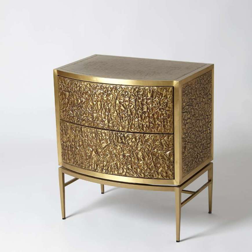 Picture of CRINKLE BEDSIDE CHEST - BRASS/BRONZE