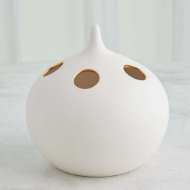 Picture of OH NO VASES-MATTE WHITE/GOLD RIM